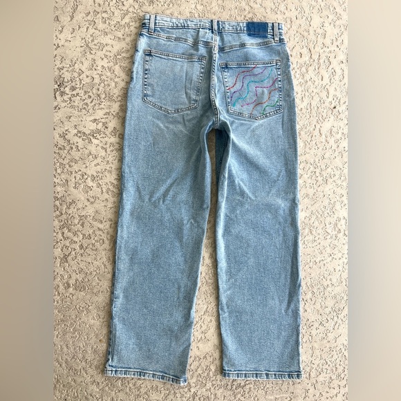 Wild Fable Jeans Size 12 Doodle 90s Relaxed Straight High Rise Y2K Rave Retro - Picture 4 of 10